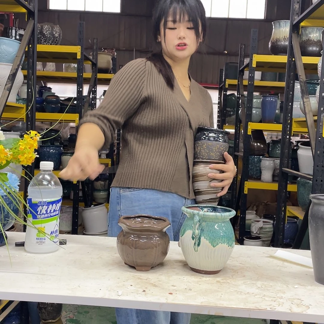 宜兴紫砂粗陶花盆