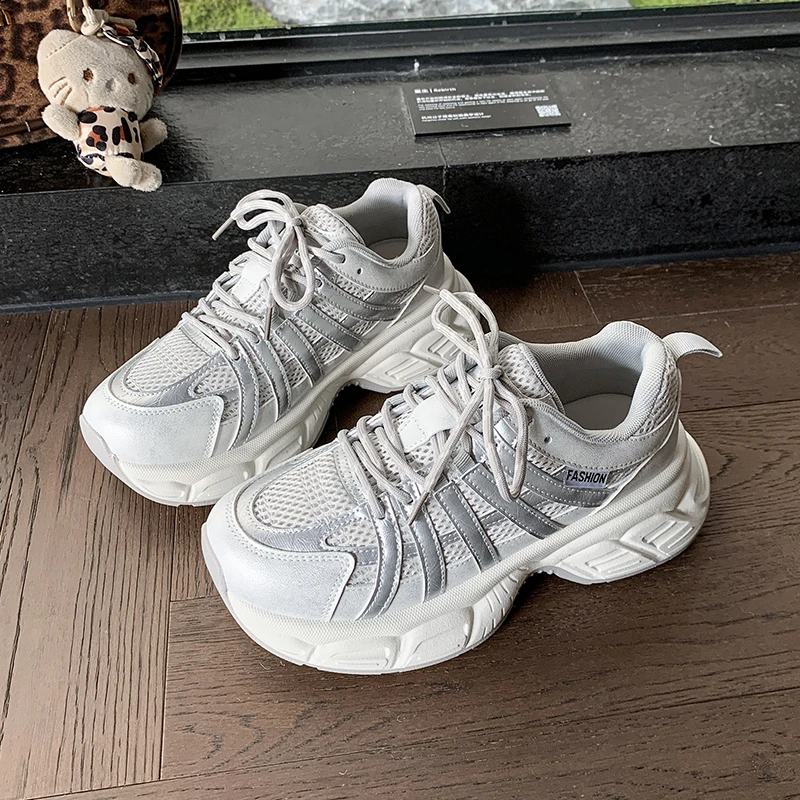 拉夏贝尔厚底老爹鞋2025新款冬季复古百搭显脚小轻便休闲运动鞋子