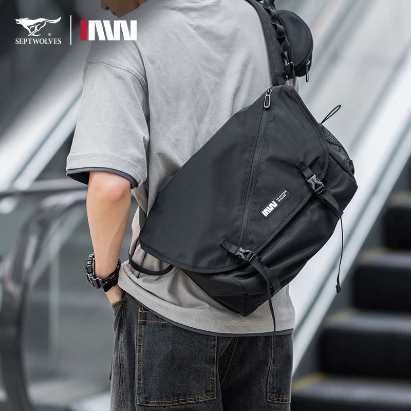 七匹狼户外机能包斜挎包日常通勤大容量潮流单肩包休闲运动挎包