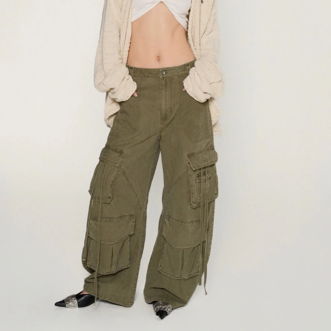 26SS新品 美式高街工装长裤 复古做旧多口袋阔腿裤SENSEAWEEK