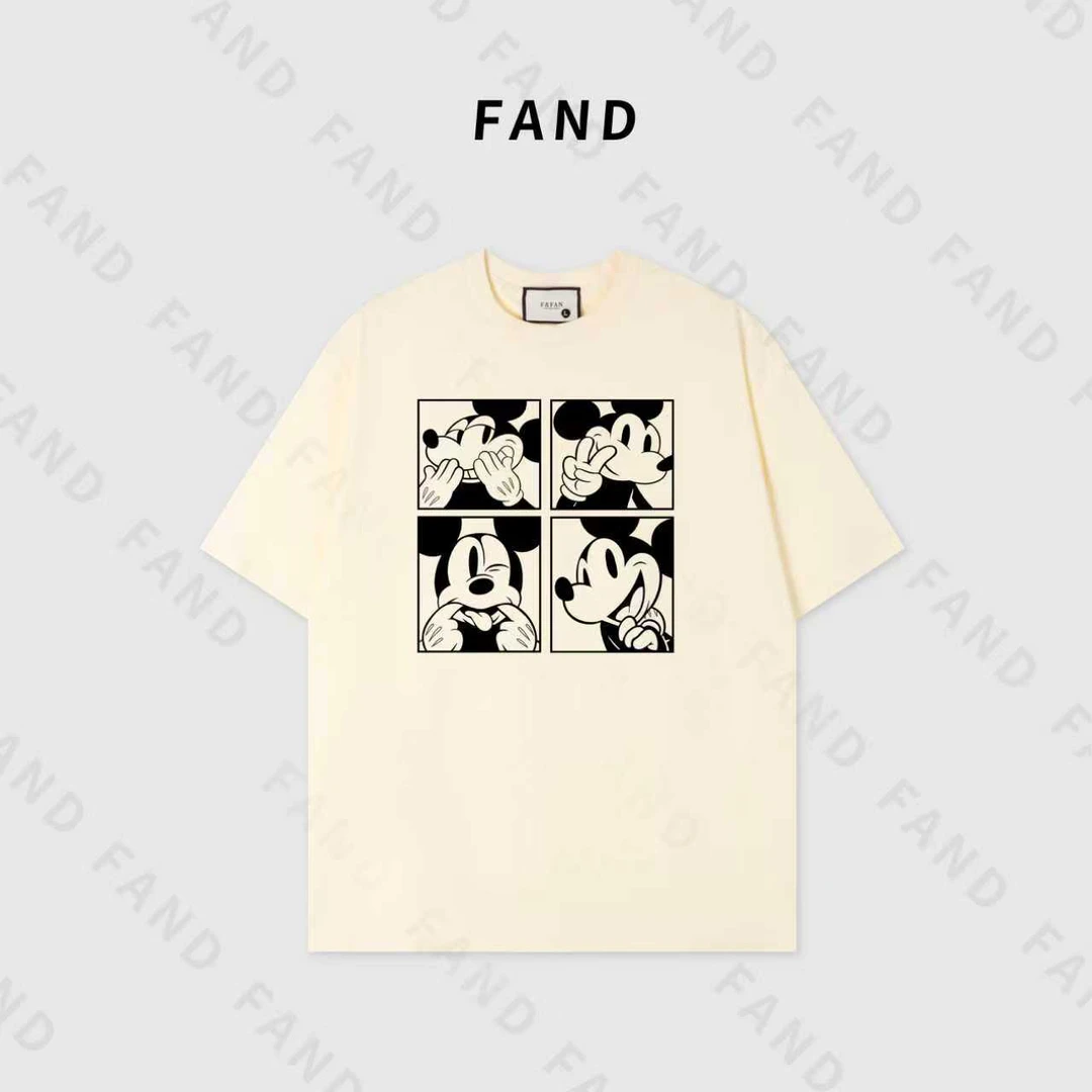 FAND品牌【米奇妮】夏季情侣装美潮小众卡通印花宽松圆领短袖T恤