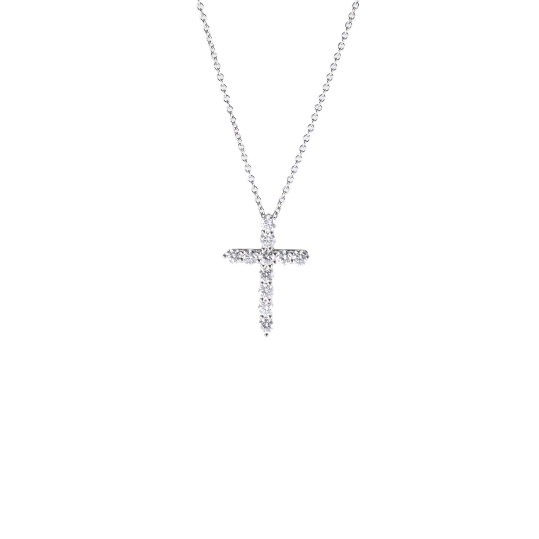 99新 Tiffany & Co./蒂芙尼 【念念】满钻 十字架 小号 1.8cm 白金