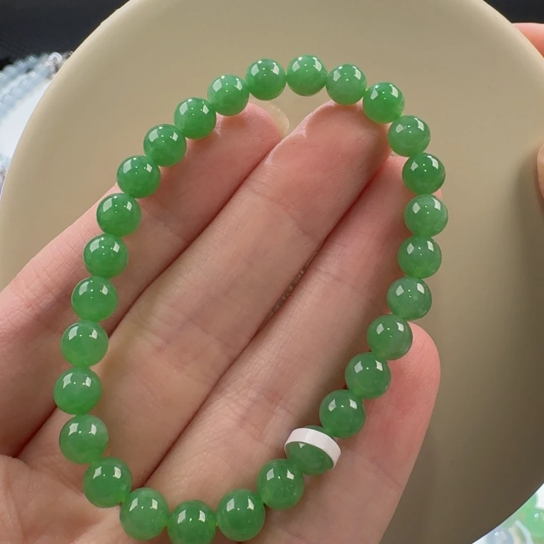 翡翠手链未镶嵌绿色手串