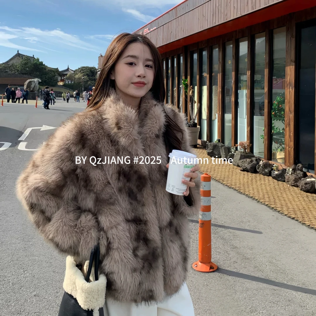 QzJIANG｜小立领｜意大利大理石纹感摩卡可可秋冬休闲时尚女生外套