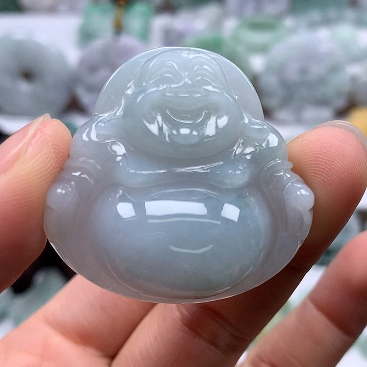 翡翠未镶嵌颈饰笑佛卡厚10+