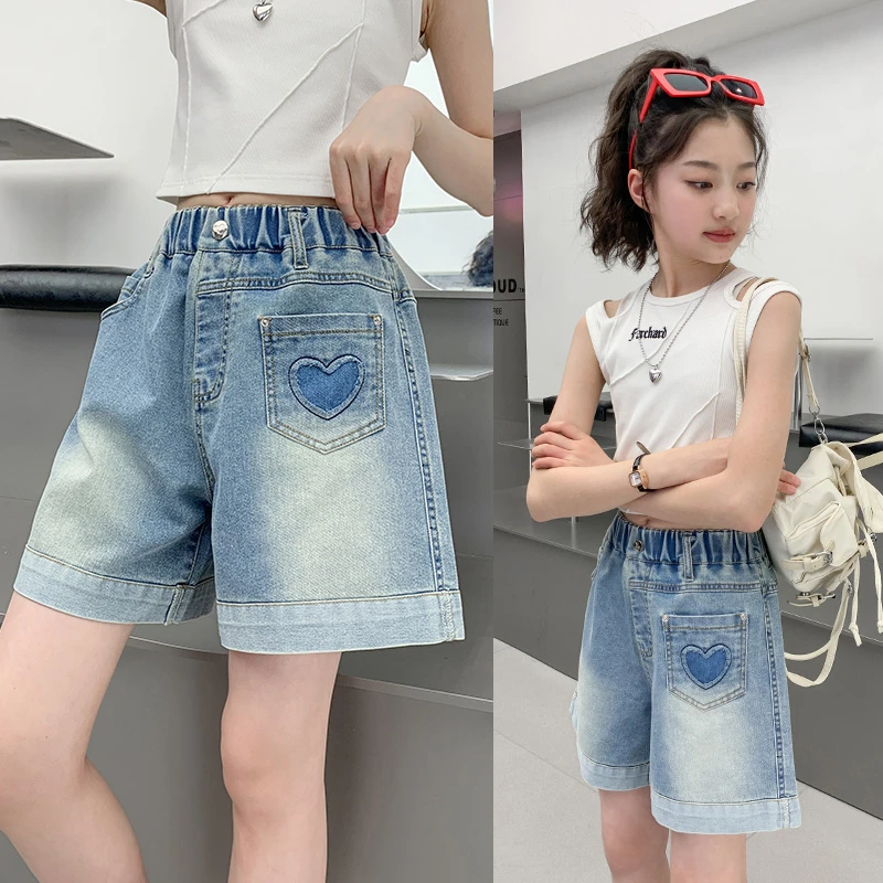 女童牛仔短裤夏季薄款2025新款中大童洋气女孩儿童裤子夏装初中生