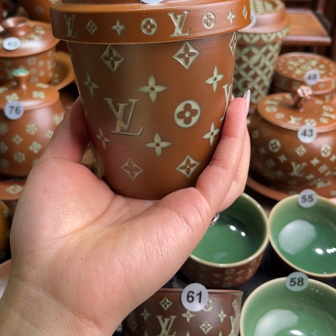 全***冰草木灰老花咖啡杯