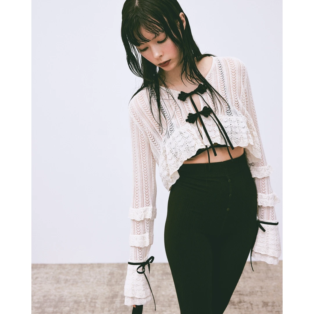 【胖虎家】夏季新款 T 百搭精致镂空蕾丝设计感绑带针织开衫外套