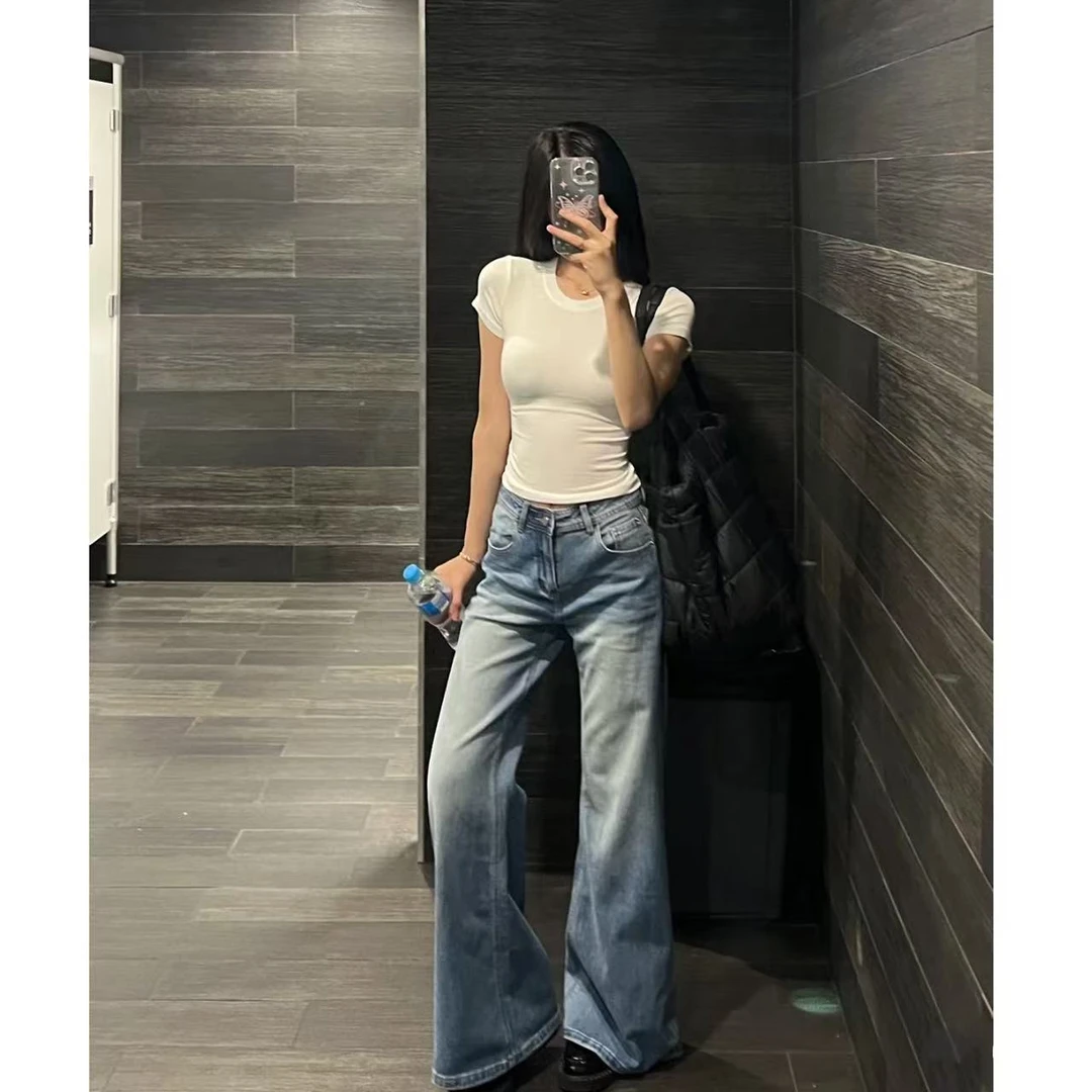 徐秋阳  电线杆牛仔裤  百搭时尚休闲设计感显瘦显腿长牛仔裤7961