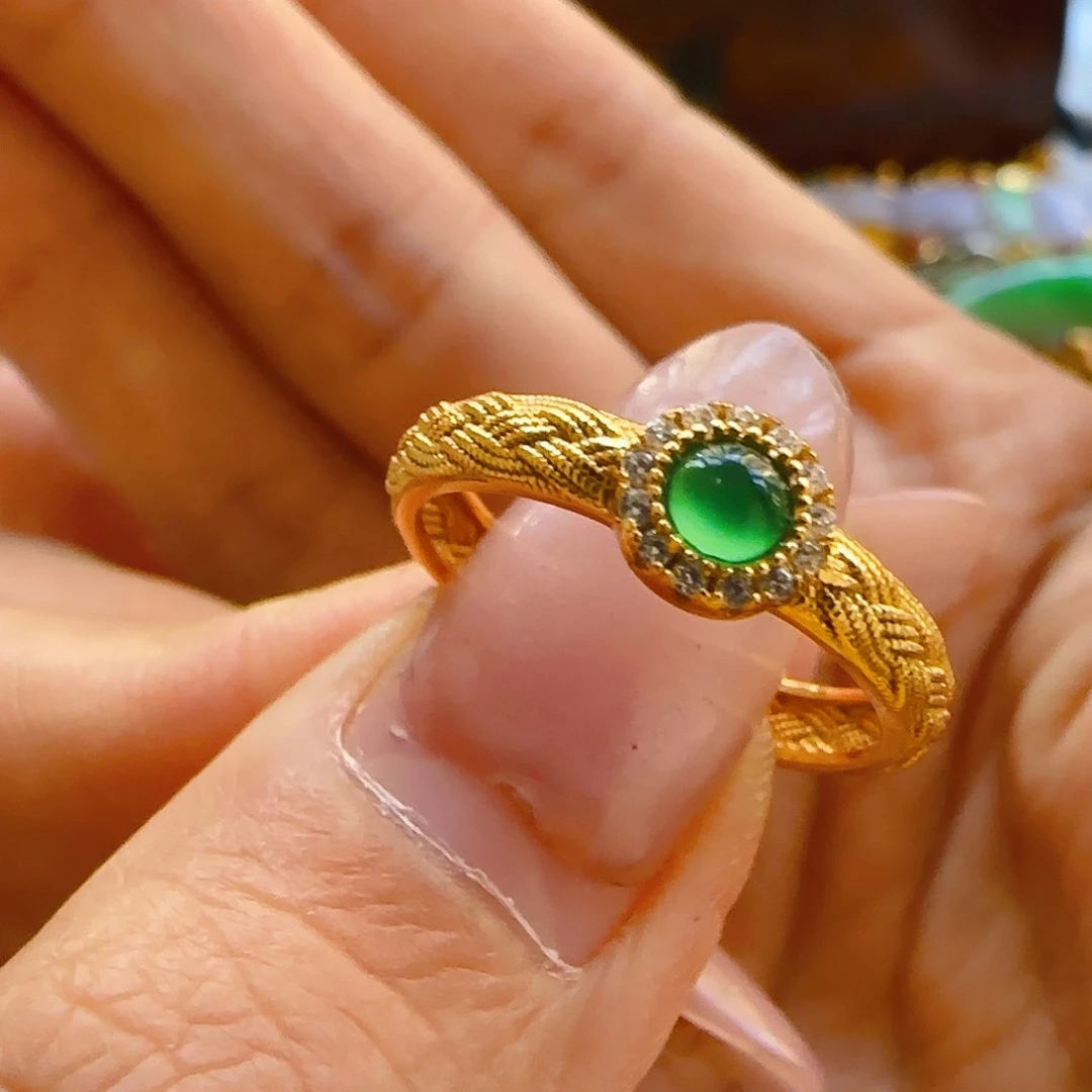 翡翠戒指银S925镶嵌翡翠100