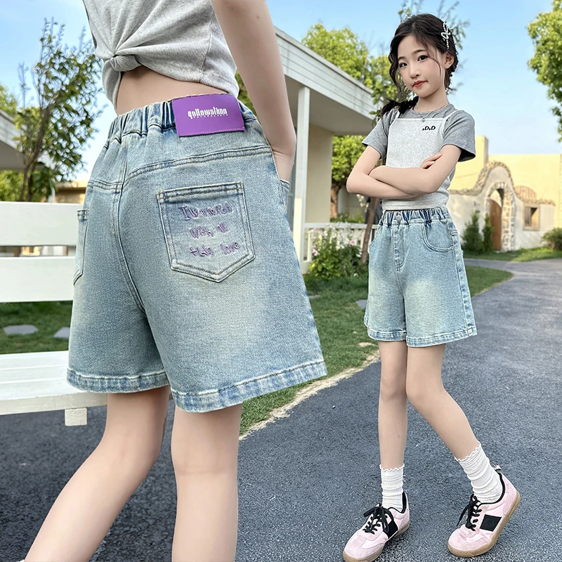 女童夏季短裤薄款休闲牛仔裤儿童外穿洋气中大童夏装网红炸街裤子