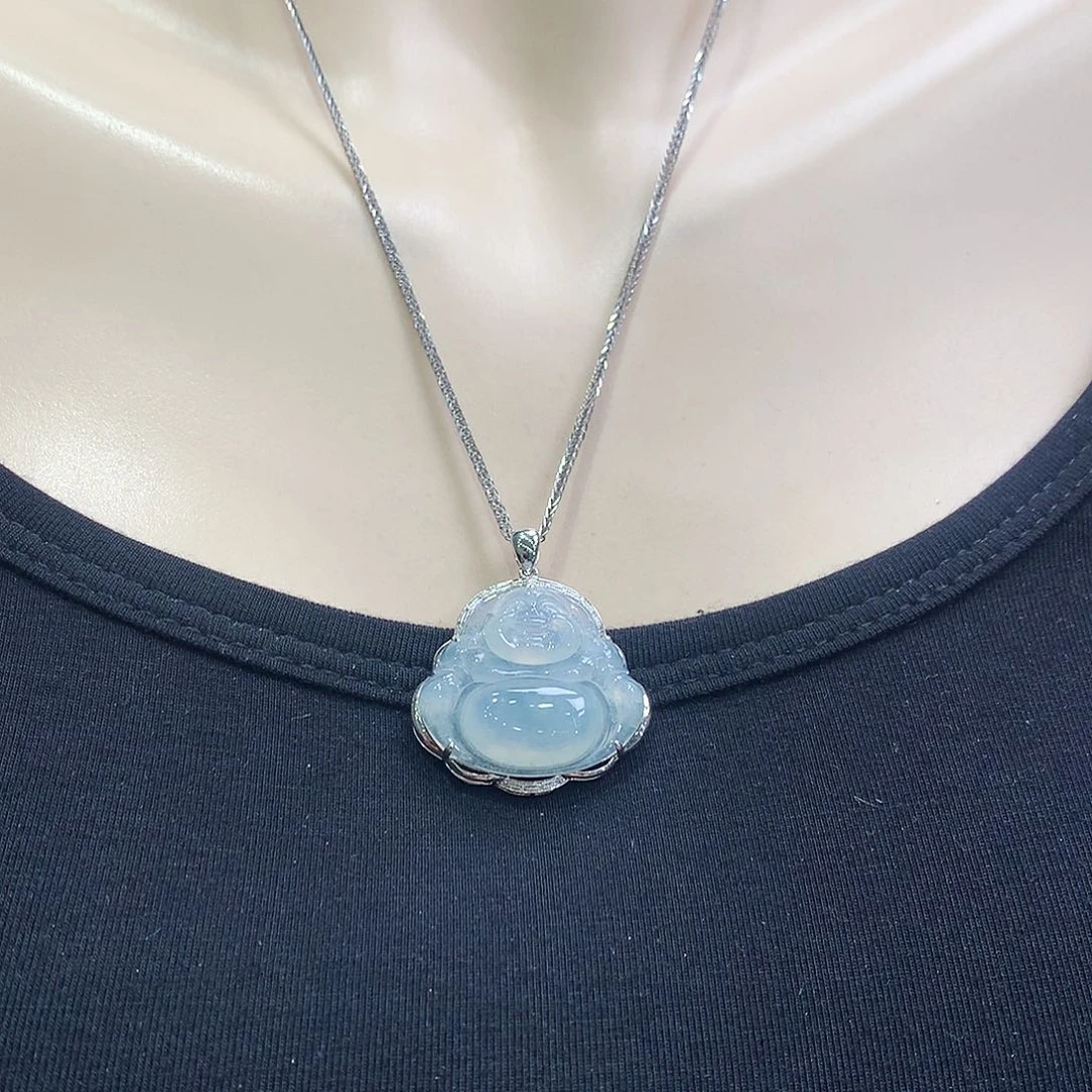 翡翠18K金镶嵌颈饰佛公