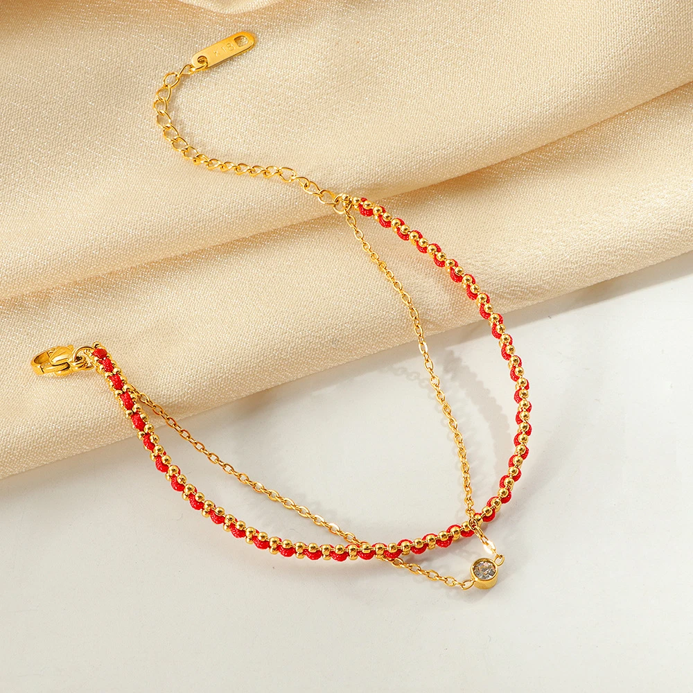 编织单钻红绳手工双层手链女HQ