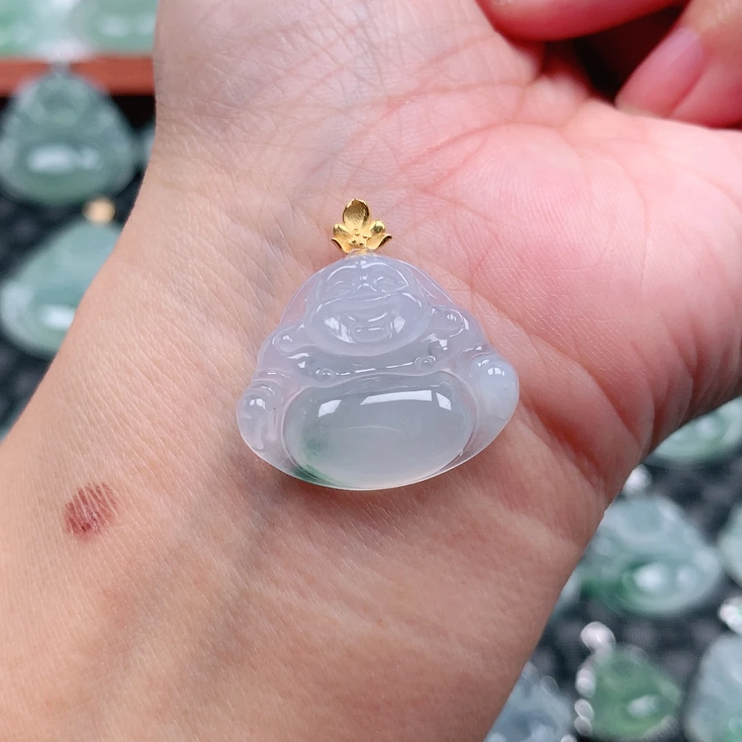 翡翠18K金镶嵌吊坠(不含链)一刀切