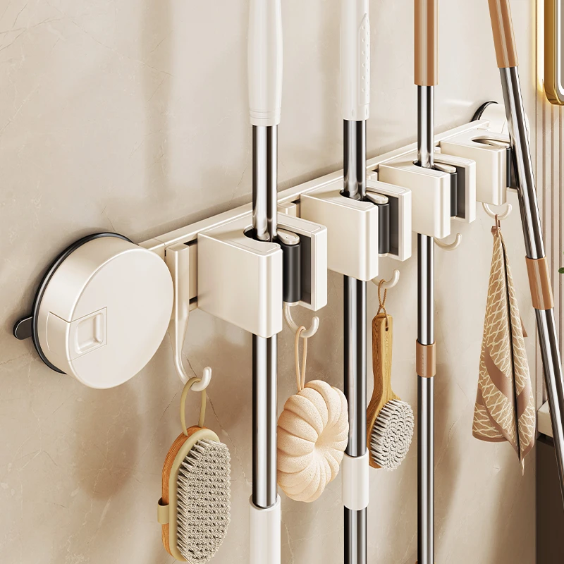 吸盘拖把架拖把壁挂夹扫把挂钩卫生间墙上浴室门后收纳架子神器