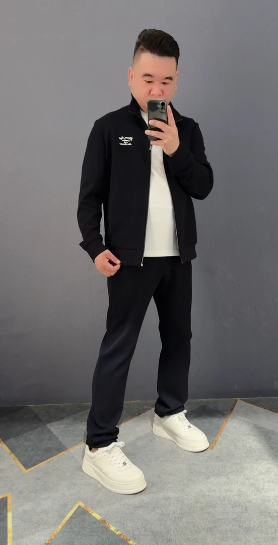 正品乔治莱格秋冬爆款潮时尚休闲套装男士简约立领夹克直筒裤子