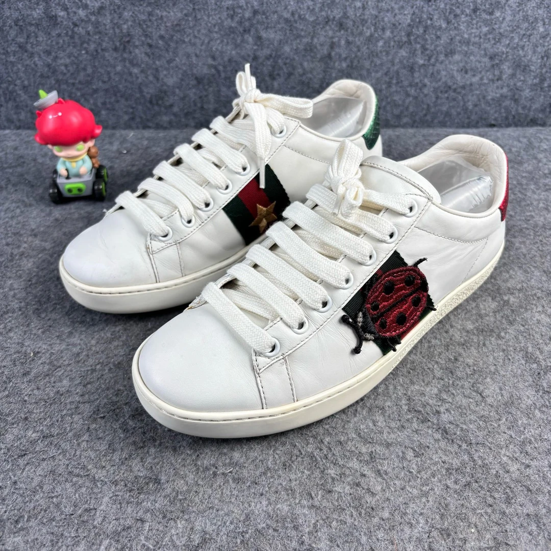 95新 GUCCI/古驰 菠萝瓢虫小白鞋 35.5码 YLP1903