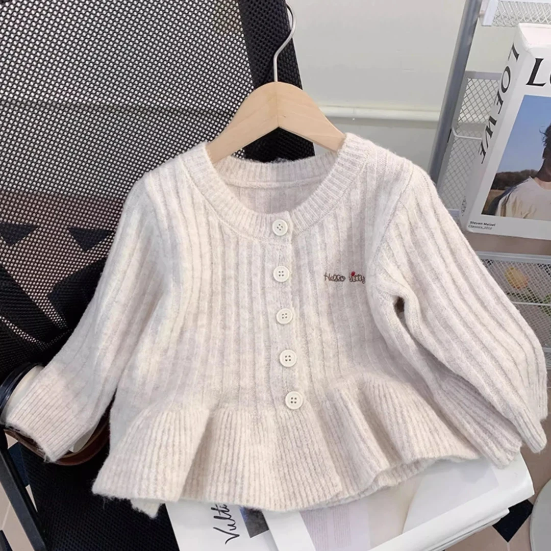 女童毛衣春秋2025新款洋气宝宝开衫儿童秋季针织衫外套毛线衣童装