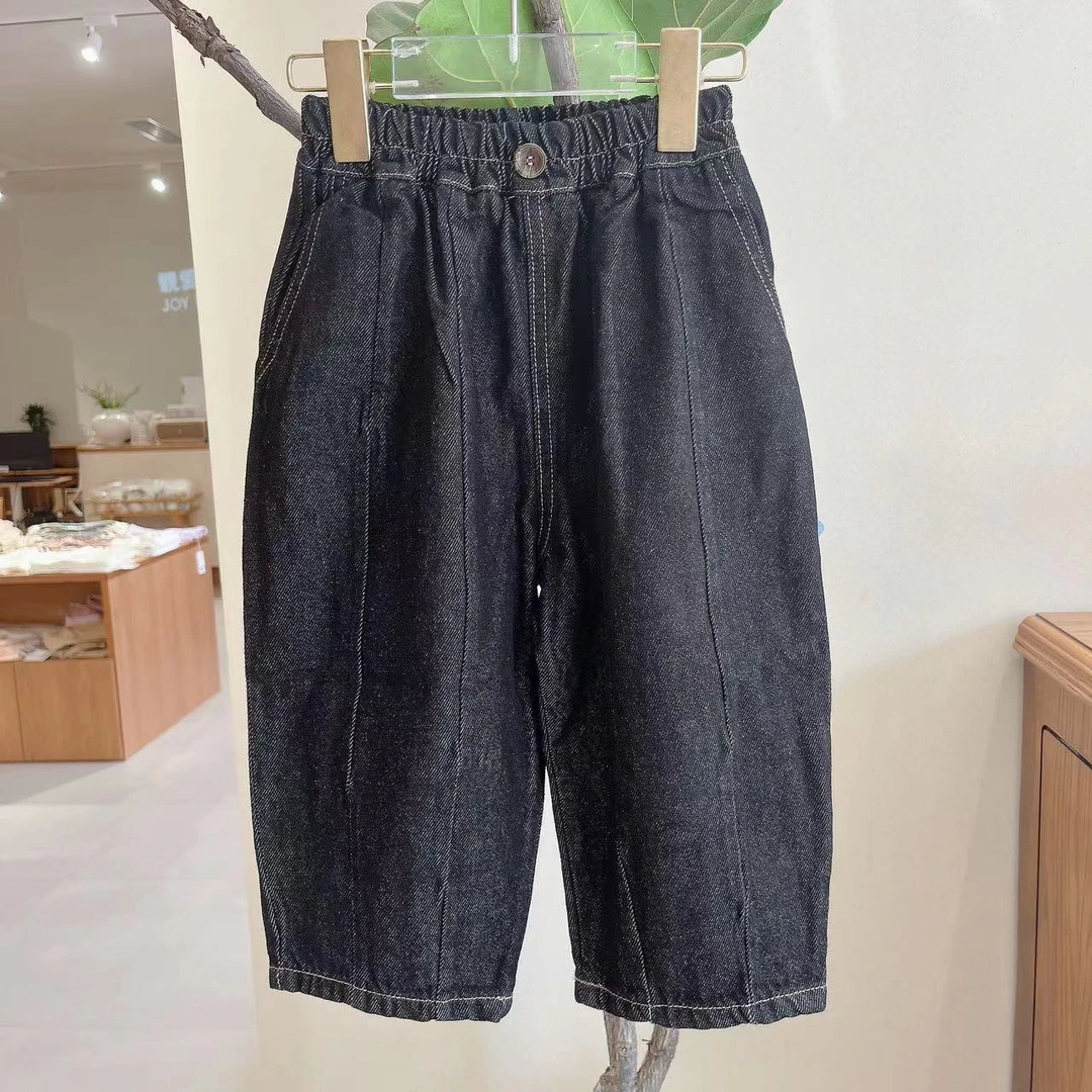 【云朵小葵】女童丹宁一粒扣原韩D高腰百搭休闲裤083833