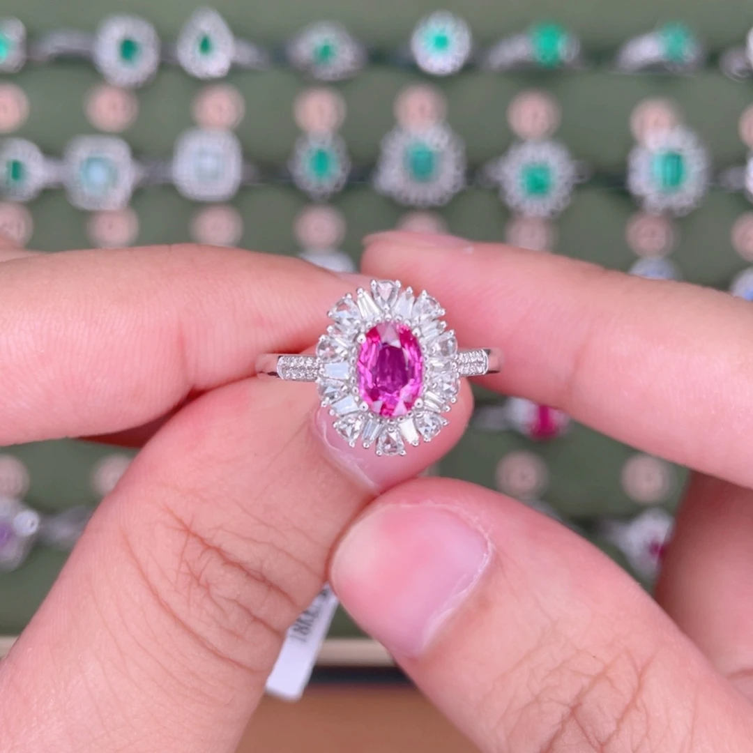 红宝石戒指18K金镶嵌1.1ct 无烧