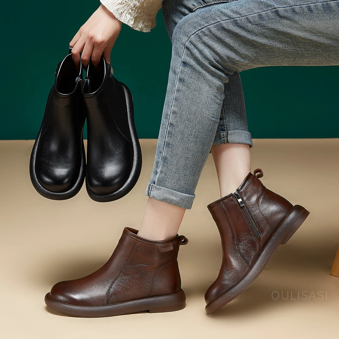 507头层牛皮马丁靴2024新款系带英伦风复古手工短靴软底软面