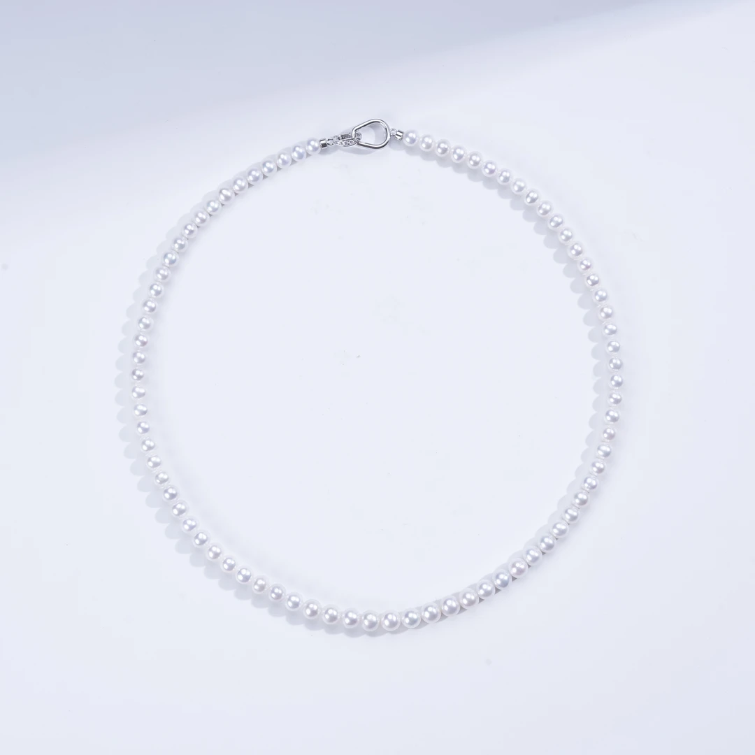 爱迪生淡水珍珠 S925银扣头 白色珍珠项链 5-6mm【Tina专属】时尚