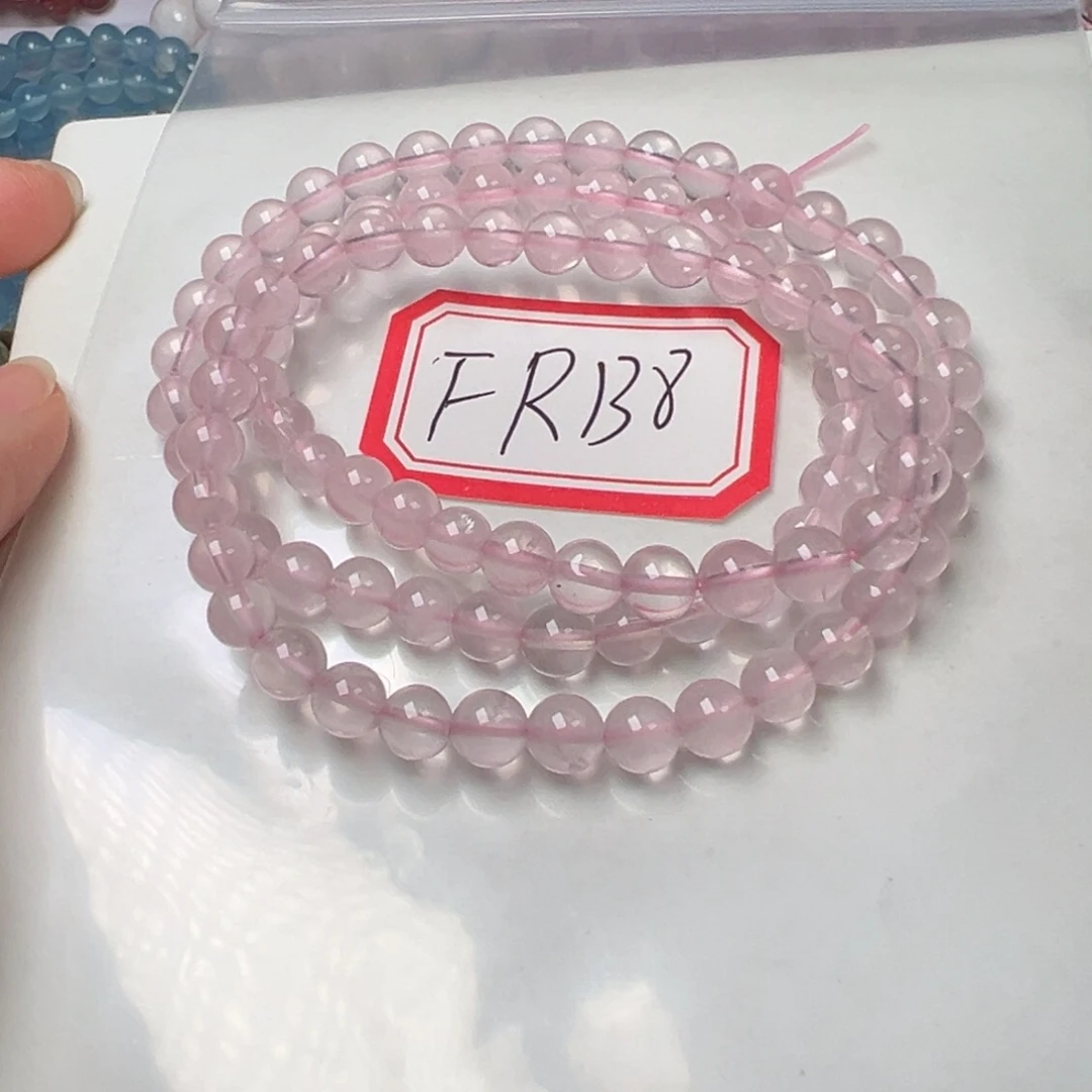水晶手链未镶嵌服***服粉水晶6mm