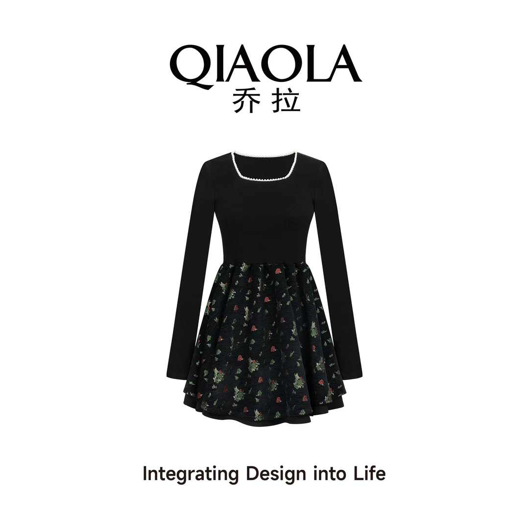 QIAOLA/乔拉【爱神绯夜】春季新款针织舒适轻奢时尚显瘦连衣裙预售