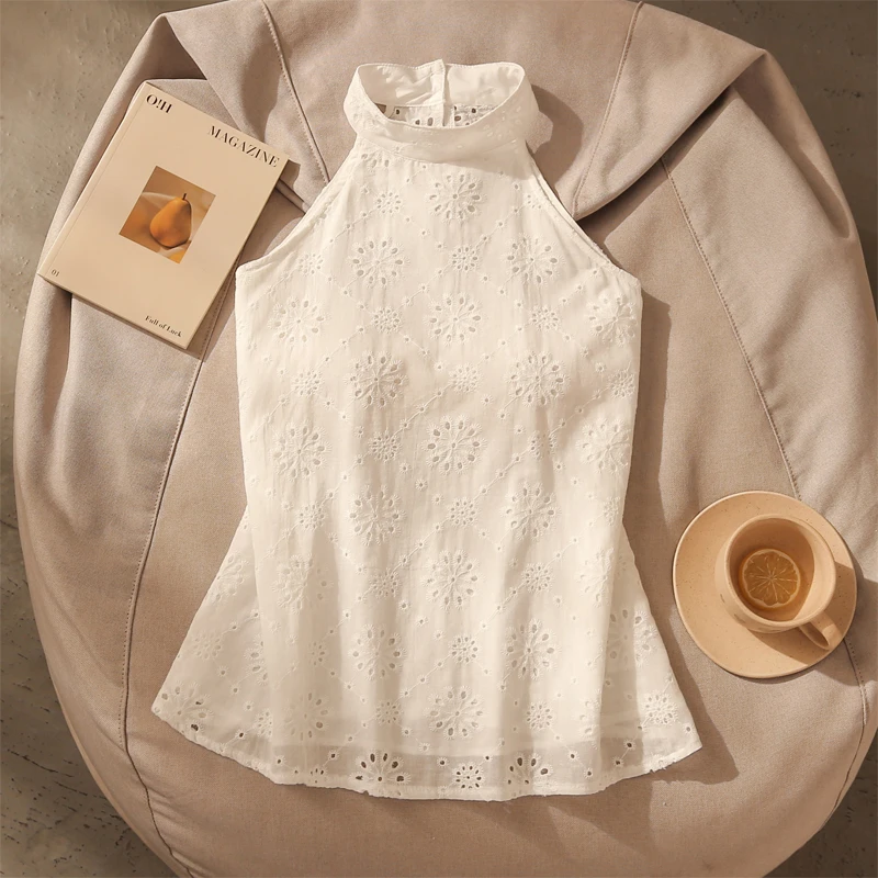 甜辣妹镂空挂脖吊带背心女夏新款气质百搭露肩遮副乳无袖上衣外穿