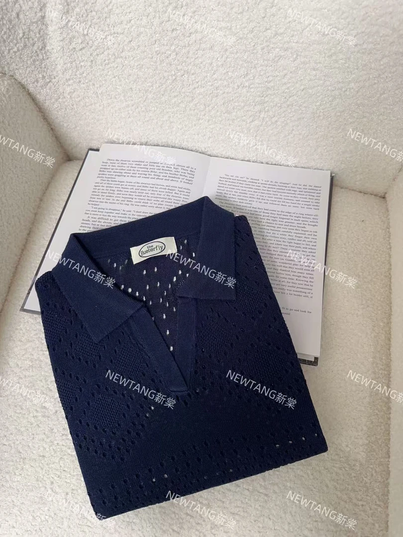 【镂空花纹】299高货时尚女镂空polo花纹夏季新款翻领短袖