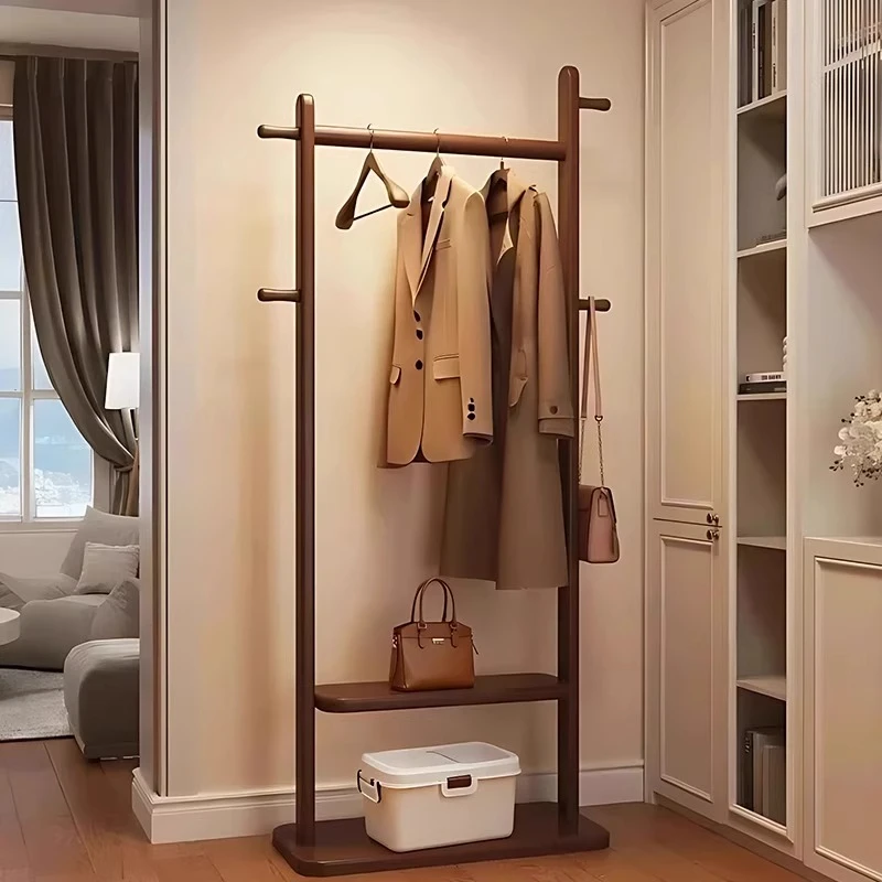 实木衣帽架卧室落地家用高级感客厅室内结实耐用木质置物挂衣架子