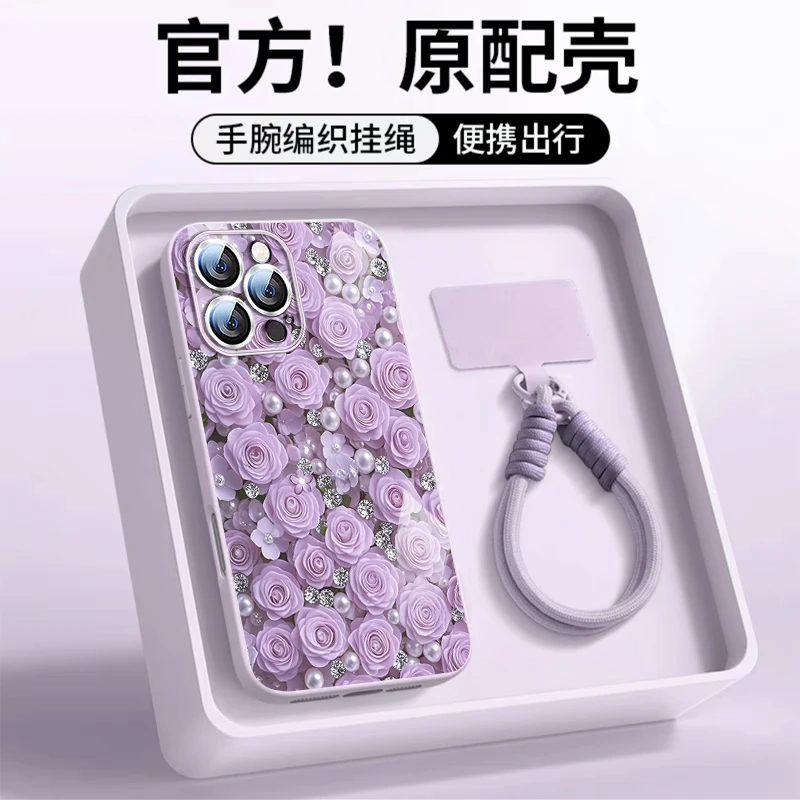 iPhone16pro镜头保护手机壳15苹果16挂绳女款15promax适用14p玫瑰