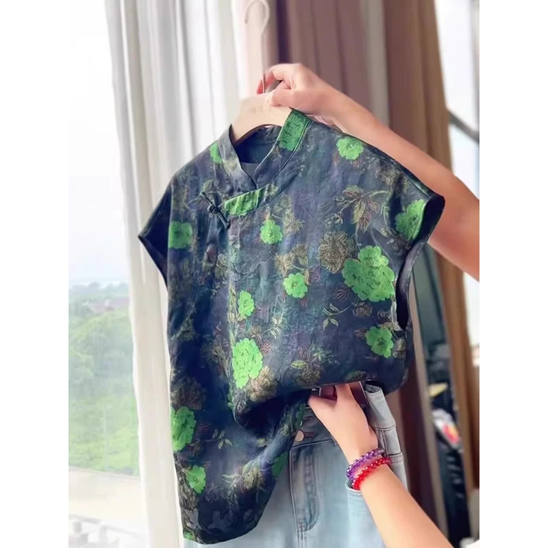 新中式复古国风旗袍改良衬衫女2025夏季新款洋气衣服唐装提花上衣