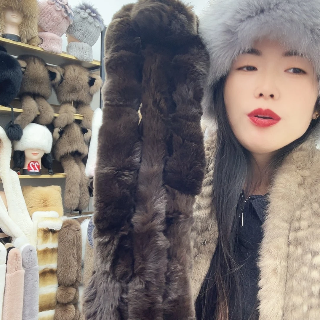 兔毛深啡色瑕疵围巾