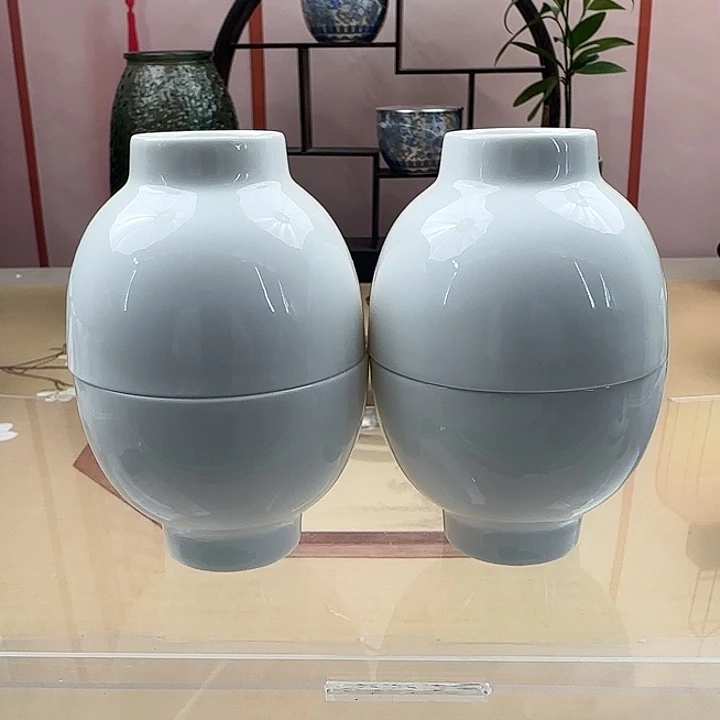 A208羊脂玉纯色纳福杯四只装