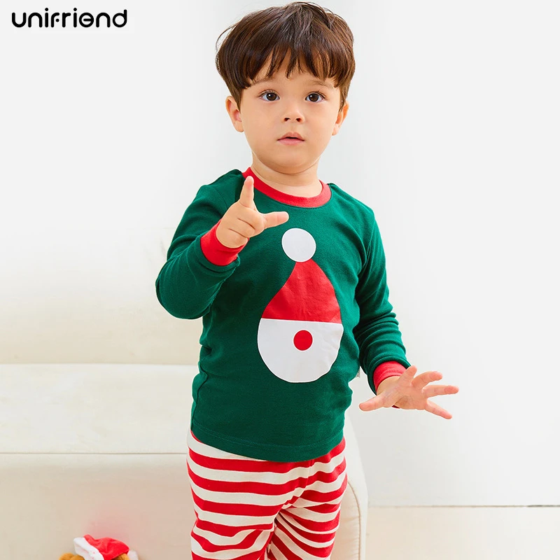 unifriend韩国圣诞节儿童秋衣裤家居服套装男女童宝宝a类睡衣套装