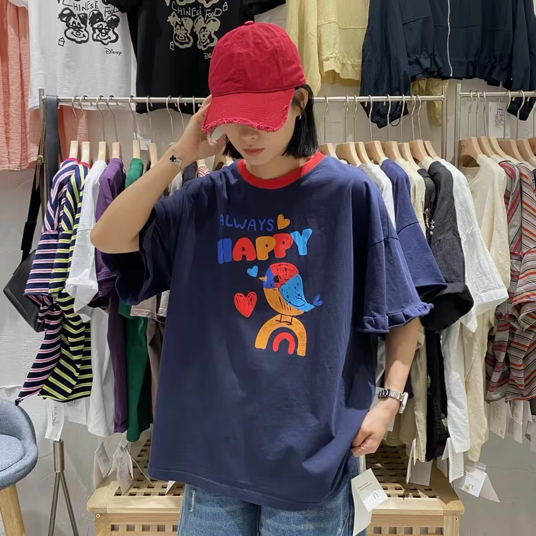 TYJR25年夏复古文艺大码卡通图案短袖T恤