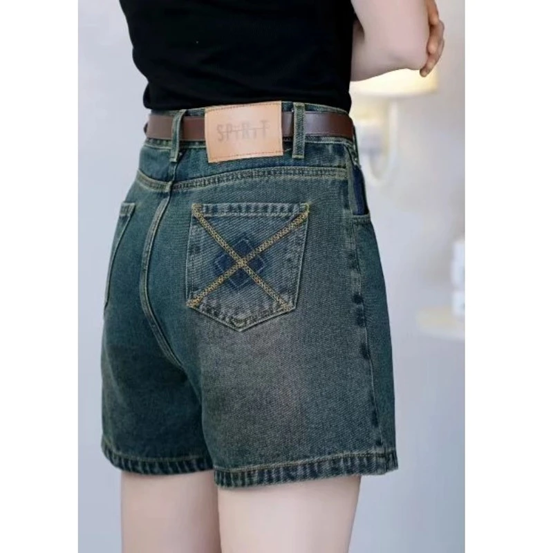裤子短裤牛仔高腰休闲夏季薄款宽松大码显瘦时尚百搭女士阔腿潮流