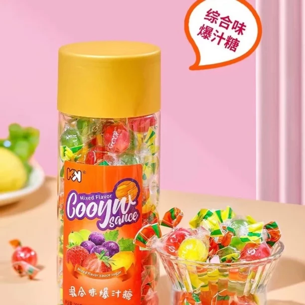 柠檬薄荷味爆浆糖清润健康网红零食糖果