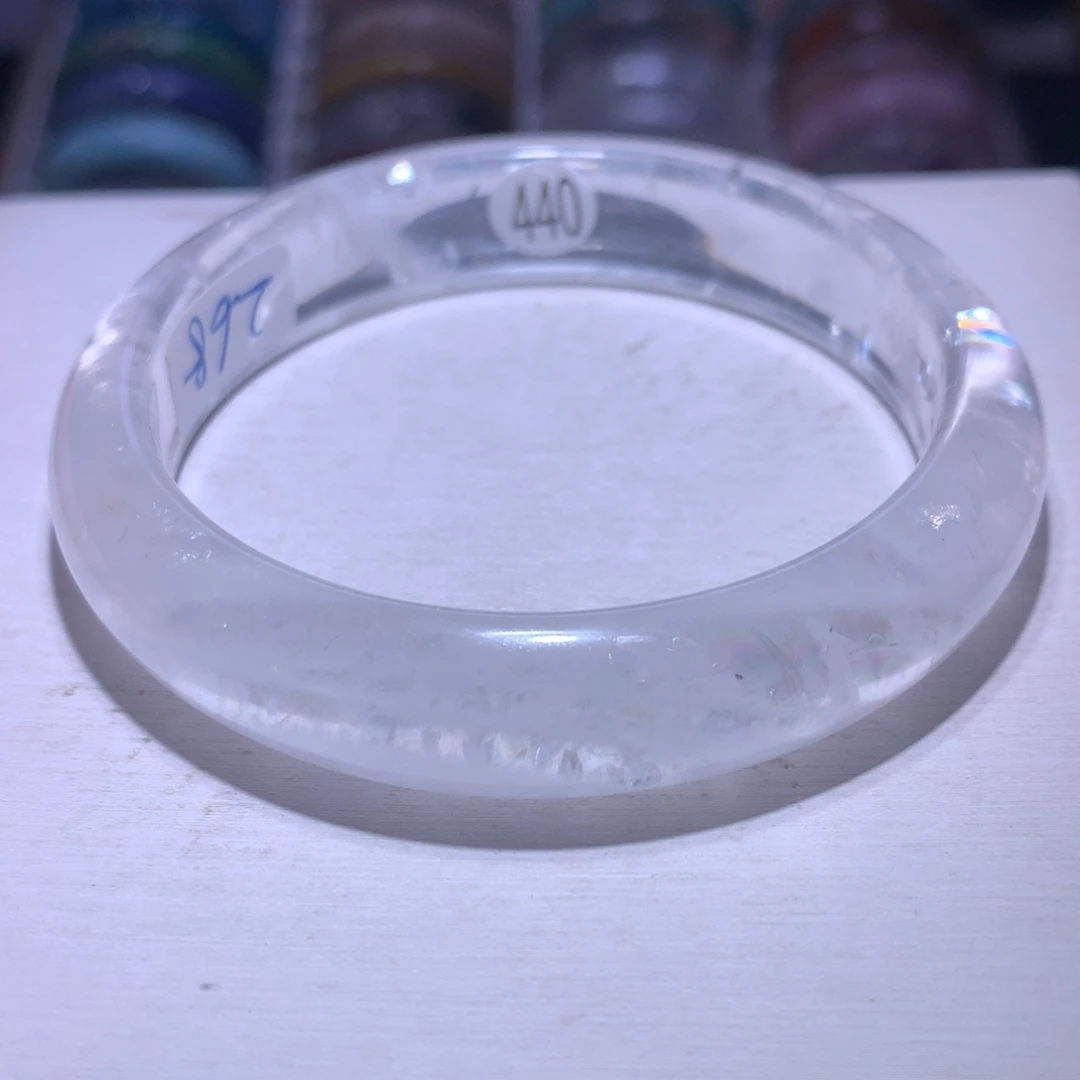 水晶手镯银S925镶嵌彩虹千层61.2圈440