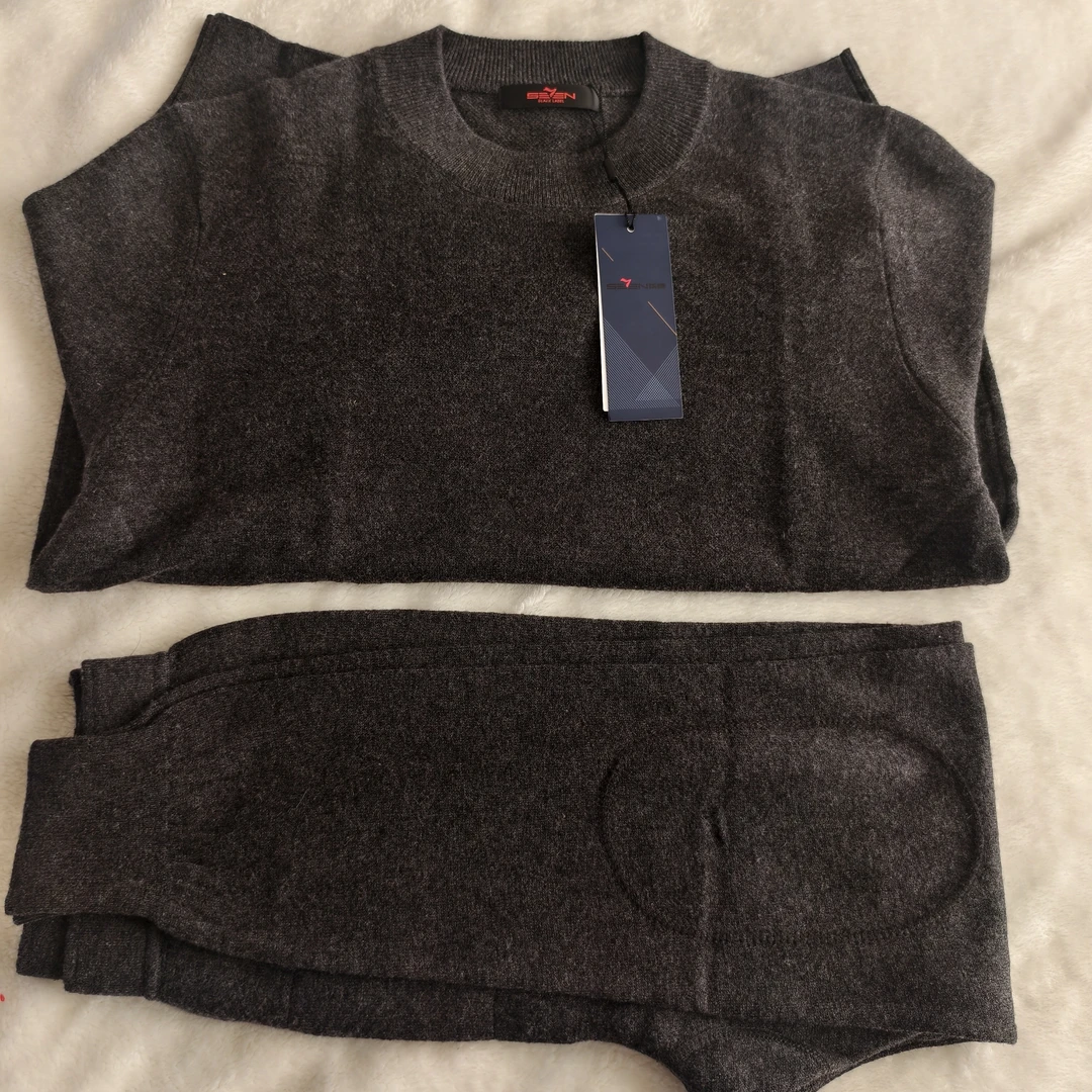 油田配发福利男士圆领防静电毛衣套装