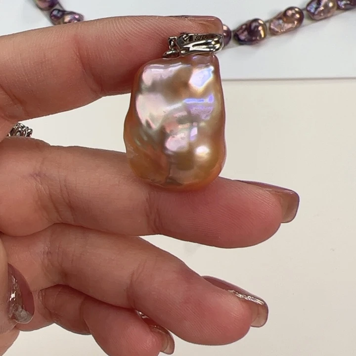 淡水珍珠银S925镶嵌吊坠(不含链)