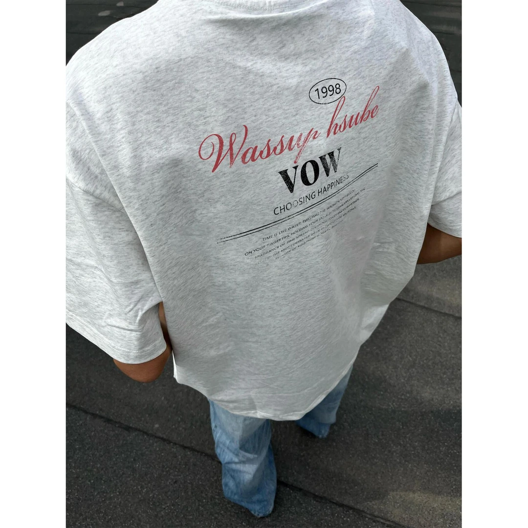 WASSUP HSUBE百搭艺术字母个性夏季印花短袖T恤男女款纯棉休闲tee
