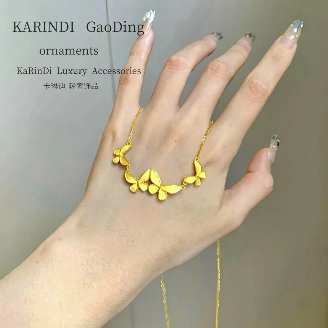 铜合金项链 极简风金蝴蝶轻奢项链