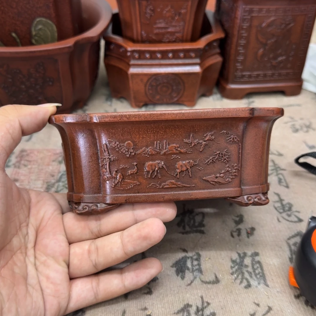 紫砂花盆13.5x9.5x5内经紫砂花盆