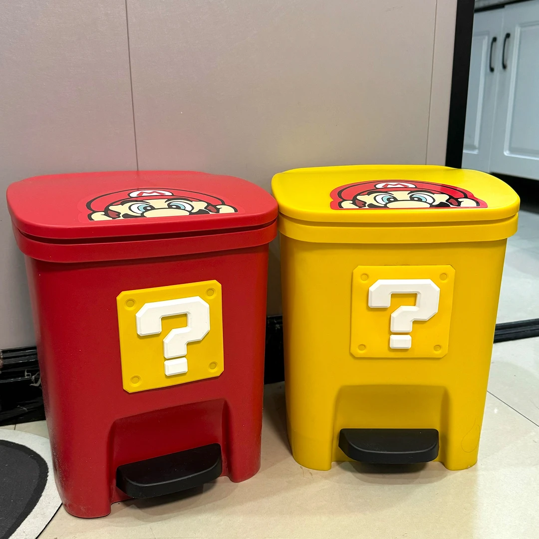 新款马里奥垃圾桶家用客厅脚踏带盖大号容量高颜值厨房卧室卫生间