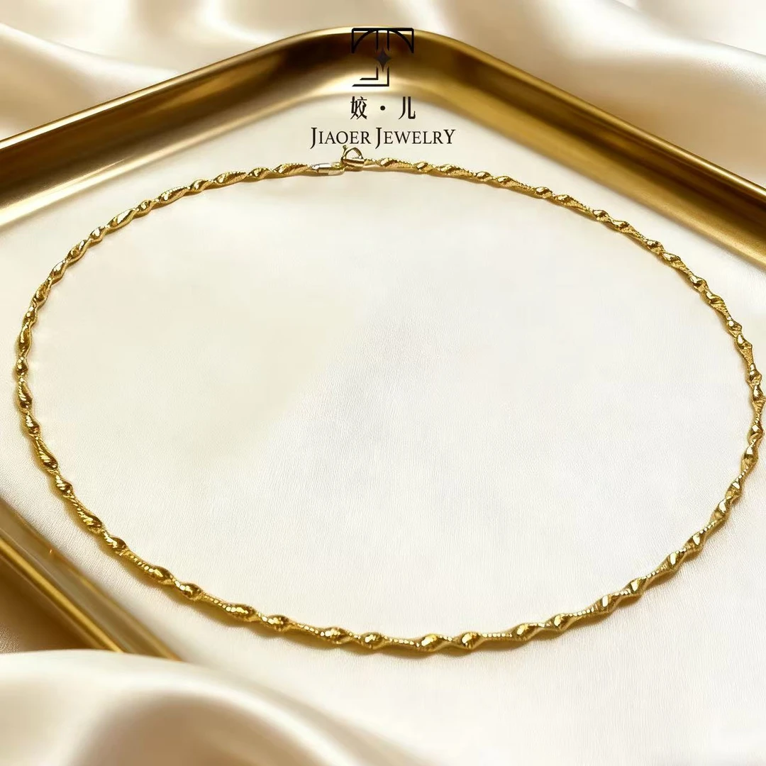 【姣儿港展】18K金素金意大利工艺进口项链波浪链·无鉴赏期