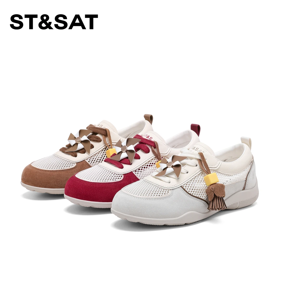 St&Sat/星期六网面透气流光风休闲鞋2025新款运动德训百搭鞋子女