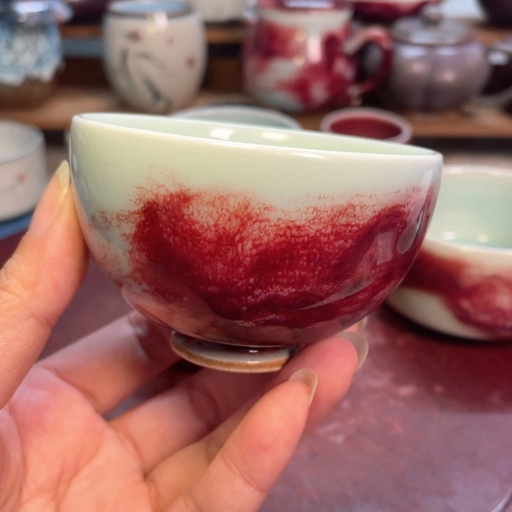 摆件钧瓷玉石釉鸡心杯