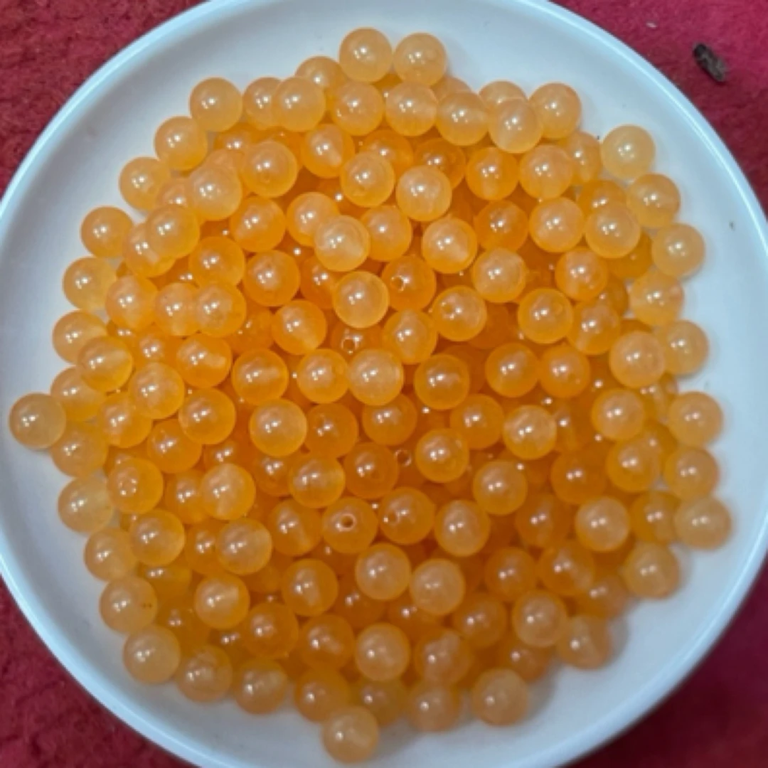 天然珠宝玉石 散珠南红冰浅柿子红Y2340  6mm 50颗（赠弹力线）
